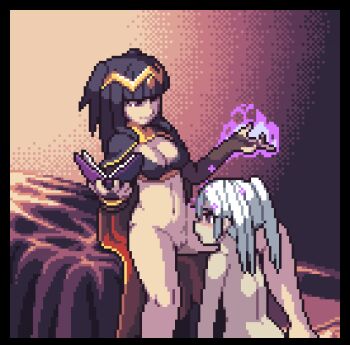 2girls aliasing animated animated_gif barefoot bed black_hair blunt_bangs blush book border bottomless breasts cape cleavage cleft_of_venus clitoral_stimulation clothed_female_nude_female cunnilingus feet female_orgasm female_robin_(fire_emblem) femdom fire_emblem fire_emblem_awakening hand_on_another&#039;s_head hand_on_own_face indoors kyrieru leg_lock licking long_hair lowres magic medium_breasts mind_control multiple_girls navel nintendo nude on_bed open_book oral orgasm pixel_art pussy sitting smile stomach tharja_(fire_emblem) tiara toes transparent_border twintails two_side_up uncensored white_hair yuri