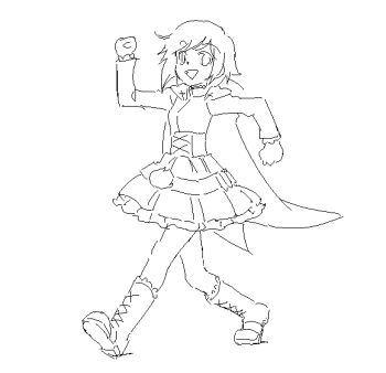 1girl :d animated animated_gif boots cape dress female_focus greyscale looking_at_viewer monochrome open_mouth ruby_rose rwby smile solo walking