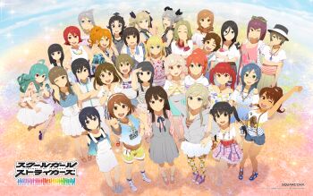 6+girls :3 ^_^ aoi_uraba aoi_yukie asymmetrical_hair blonde_hair blue_eyes breasts brown_eyes brown_hair chitose_yui closed_eyes company_name copyright_name dress drill_hair everyone fang glasses hair_between_eyes hair_ribbon hairband haishima_isari haishima_kagari hat highres hinomiya_niho ibuki_imina kannagi_shiori kobayashi_gen kurimoto_haruka kyoubashi_amane long_hair mini_hat mini_top_hat miyama_tsubame mole mole_under_eye momokawa_sasa morgana_(school_girl_strikers) multiple_girls namori_mana natsume_itsumi official_art official_wallpaper one_eye_closed origami_akara origami_hina origami_koori own_hands_together pants ponytail red_eyes red_hair ribbon rinoda_mano sajima_yumi sakamiya_hotaru school_girl_strikers shinonome_ryouko_(school_girl_strikers) shiranui_hazuki shoes short_hair siblings sisters smile sumihara_satoka suspenders takamine_ako tan tanaka_sachiko_(school_girl_strikers) tierra-sensei top_hat twins twintails uraba_aoi wakatsuki_chika wavy_hair yaginuma_io yamabuki_kaede_(school_girl_strikers) yukishiro_mari