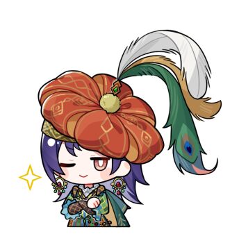 Rule 34 | 1girl, argyle clothes, argyle sleeves, artist request, ascot, bard, black sleeves, blue shirt, blue shorts, blush stickers, bright pupils, brown eyes, cape, closed mouth, cropped legs, crossed arms, earrings, frilled sleeves, frills, gold earrings, green cape, green shirt, green shorts, happy, hat, hat feather, hoop earrings, infinity nikki, jewelry, jitome, large hat, layered sleeves, long hair, long sleeves, looking at viewer, nikki (series), official art, one eye closed, peacock feathers, puffy short sleeves, puffy sleeves, purple hair, red hat, shirt, short over long sleeves, short sleeves, shorts, smile, smug, solo, sparkle, striped clothes, striped shirt, striped shorts, transparent background, two-sided cape, two-sided fabric, two-tone shirt, two-tone shorts, verdant verse (infinity nikki), vertical-striped clothes, vertical-striped shirt, vertical-striped shorts, white ascot, white pupils, yellow cape