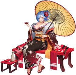Rule 34 | 1girl, aqua eyebrows, aqua hair, artist request, barefoot, black collar, black kimono, black sleeves, bow, bow choker, breasts, cleavage, closed mouth, collar, collarbone, cup, eloise (final gear), facial hair, final gear, floral print kimono, floral print sash, floral print sleeves, flower, full body, fur trim, furisode, furisode sleeves, gradient kimono, gradient sleeves, hair flower, hair ornament, half updo, highres, holding, holding cup, holding umbrella, japanese clothes, kimono, long sleeves, looking at viewer, obi, obiage, obijime, official art, oil-paper umbrella, one side up, parasol, platform footwear, red bow, red flower, ribbon, sakazuki, sandals, sash, simple background, sitting, smile, solo, table, tachi-e, third-party source, toes, transparent background, two-tone kimono, umbrella, wide sleeves, yellow eyes, yellow ribbon, yellow umbrella
