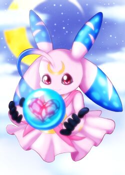 crescent_moon digimon digimon_(creature) heart highres hudie_jun lunamon moon water