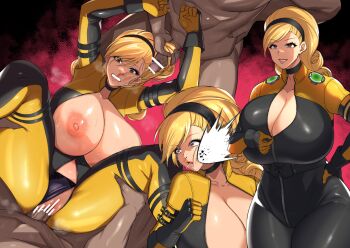 2boys beaten blonde_hair blood breasts gang_rape hairjob huge_breasts kta_osushi lien_neville maximum_impact_ii multiple_boys rape ryona smile the_king_of_fighters
