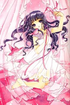 1990s_(style) 1girl bird cardcaptor_sakura clamp daidouji_tomoyo female_focus long_hair retro_artstyle solo