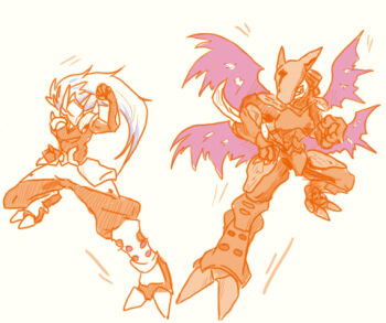 Rule 34 | blazblue, cyberdramon, digimon, digimon (creature), dragon, hakumen, long hair, simple background, white background, wings