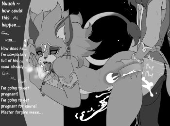 1boy 1girl against_wall ahegao alternate_form animal_ears armlet ass ass_grab belladonna_(seiken_densetsu_3) black_sclera bracelet breasts cat_ears cat_girl cat_tail claws colored_sclera cum cum_in_pussy earrings ejaculation eyeliner eyeshadow fangs from_side furry greyscale haaru hawkeye_(seiken_densetsu_3) hetero jewelry makeup monochrome necklace nude open_pants pants ring saliva seiken_densetsu seiken_densetsu_3 sex sharp_teeth slit_pupils tail teeth text_focus third-party_edit tongue tongue_out x-ray