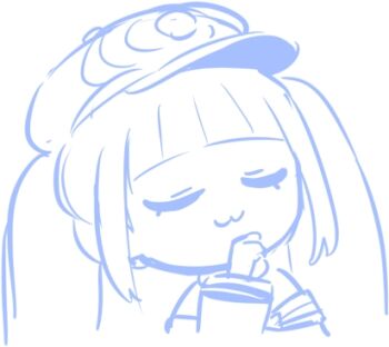 Rule 34 | 1girl, :s, azur lane, blunt bangs, chibi, chibi only, closed eyes, closed mouth, dmitri donskoi (azur lane), hand on own chin, hand up, hat, hori (hori no su), lowres, monochrome, peaked cap, sketch, solo, twintails, upper body