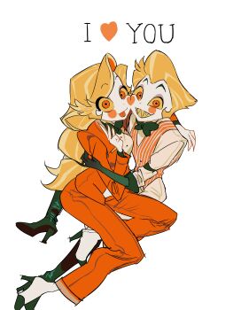 1boy 1girl absurdres blonde_hair blush_stickers charlie_morningstar demon_boy demon_girl father_and_daughter formal_clothes hair_slicked_back hashtag-only_commentary hat hazbin_hotel hellaverse highres long_hair lucifer_morningstar_(hazbin_hotel) pale_skin red_eyes suit zoroonicut