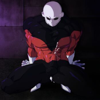 1boy after_anal aftersex alien anal ass bald bara black_bodysuit black_eyes bodysuit boots brick_wall bulge closed_mouth clothed_sex colored_sclera colored_skin commentary covered_abs covered_pectorals covered_penis covered_testicles crouching cum cum_dripping_from_anus cum_in_ass cum_in_clothes cum_on_body cum_on_self cum_through_clothes cumdrip dragon_ball dragon_ball_super full_body gloves grey_skin jiren large_pectorals looking_down male_focus mature_male multicolored_bodysuit muscular muscular_male no_eyebrows oguri_shun pectorals penis precum precum_through_clothes pride_trooper_uniform red_bodysuit shiny_clothes skin_tight solo spandex squatting sweatdrop testicles thick_neck thick_thighs thighs two-tone_bodysuit wall white_boots white_gloves yaoi
