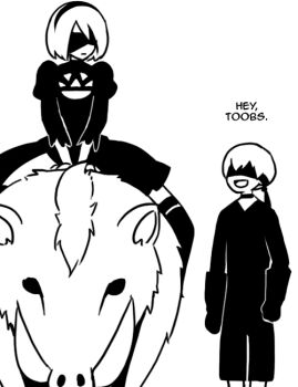 ... 1boy 1girl animated animated_gif bad_id bad_tumblr_id bit_gag black_dress black_hairband black_thighhighs blindfold boar boots breasts choker cleavage_cutout closed_mouth clothing_cutout dress english_text failure feather-trimmed_sleeves femdom gag gloves greyscale hair_over_eyes hairband juliet_sleeves kemonomimi_mode long_sleeves masochism medium_breasts mike_inel monochrome nier:automata nier_(series) pet_play puffy_sleeves riding sexually_suggestive short_hair side_slit thigh_boots thighhighs 2b_(nier:automata) 9s_(nier:automata)