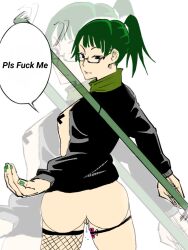Rule 34 | artist name, artist request, ass, ass juice, boobsgames, cleavage cutout, clothing cutout, cosplay, cosplay sex, cover, cover page, drawstring, fuck-me (text), fucked silly, green hair, jujutsu kaisen, like like, maki (blue archive), makima (chainsaw man), manga (object), manga cover, paizuri, panties, pelvic curtain, pussy, pussy juice, sex toy, underwear, vibrator, vibrator cord, vibrator under clothes, vibrator under panties, zenin maki, zenin maki (cosplay)