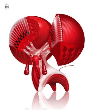 1other abstract artist_name commentary daopenpen english_commentary full_body highres machine no_humans non-humanoid_robot original reflection robot science_fiction simple_background white_background