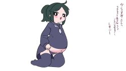 1girl animated belly big_belly black_hair blue_thighhighs blush_stickers bright_pupils clothes_lift creature_inside inflation kneeling leaning_back lifting_own_clothes loli navel open_mouth original ponytail school_uniform serafuku simple_background sisofu skirt skirt_lift smile stomach_bulge tentacles thighhighs vaginal video white_background white_pupils