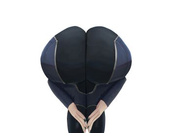 1girl amen_pose_(meme) ass ass_focus bent_over female_focus from_behind huge_ass lunar_avenger makoto_niijima niijima_makoto persona persona_5 praise_da_booty_(meme) solo solo_focus thick_thighs thighs white_background wide_hips