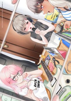 Rule 34 | bang dream!, bang dream! it's mygo!!!!!, black hair, brown hair, cellphone, chihaya anon, commentary request, guitar, highres, instrument, kaname raana, long hair, mole, mole under eye, multiple girls, nagasaki soyo, noir (nowaru), open mouth, phone, purple eyes, shiina taki, short sleeves, sleeveless, smartphone, takamatsu tomori, taking picture