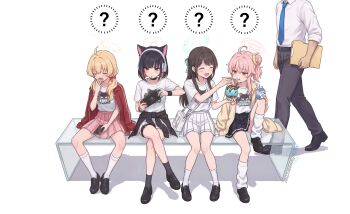 ai-generated airi_(band)_(blue_archive) airi_(blue_archive) blue_archive kazusa_(band)_(blue_archive) kazusa_(blue_archive) natsu_(band)_(blue_archive) natsu_(blue_archive) panties pants sensei_(blue_archive) underwear yoshimi_(band)_(blue_archive) yoshimi_(blue_archive)