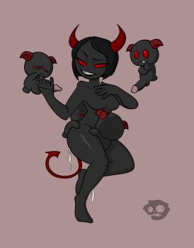 (melis)_the_binding_of_isaac 1girl 4boys a-man black_hair character_request cum cum_in_ass demon_girl demon_horns demon_tail double_penetration handjob highres horns multiple_boys multiple_penetration nude penis red_eyes tail the_binding_of_isaac