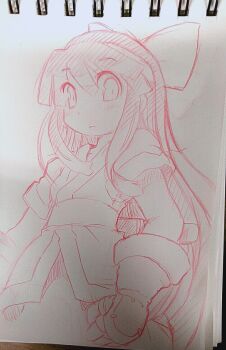 Rule 34 | 1girl, ainu clothes, breasts, clenched hand, fingerless gloves, gloves, highres, long hair, looking at viewer, monochrome, nakoruru, pants, samurai spirits, sketch, small breasts, snk, the king of fighters, traditional media, weapon