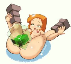 1girl ahegao alex_(minecraft) animated anus artist_name ass bestiality boots bouncing_breasts breasts brown_footwear clitoris creature erect_clitoris folded full_body green_eyes heart heart-shaped_pupils hetero legs_up minecraft minuspal naked_boots navel nipples orange_hair penis pussy sex simple_background slime_(minecraft) spread_legs sweat symbol-shaped_pupils tongue tongue_out uncensored urethra vaginal pussy_grip video