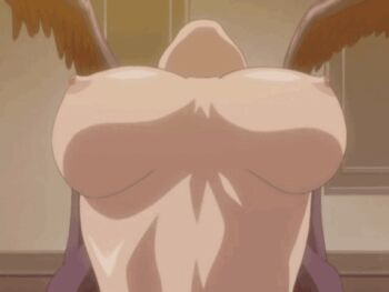 00s 1boy 1girl animated animated_gif arched_back bouncing_breasts breasts breasts_apart cambrian colored_skin head_back head_tilt hetero implied_sex indoors interspecies kojima_kana_(cambrian) large_breasts lowres monster nipples out_of_frame pov purple_skin solo_focus tentacles upper_body yamagishi_haruhiko