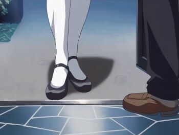 00s 1girl 2001 animated animated_gif bible_black bible_black_night_of_the_walpulgiss blonde_hair breasts drill_hair drill_sidelocks green_eyes jacket large_breasts long_hair minase_taki night school_uniform shiraki_rika shoes sidelocks skirt smile tagme thighhighs white_thighhighs yellow_skirt