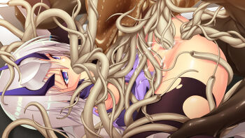 anal cum cum_in_pussy defeat diadem fellatio forced held_down highres irrumatio jambread leg_grab leg_up magical_girl mind_break monster multiple_penetration nipple_stimulation nipples open_clothes oral purple_eyes pussy rape restrained saitou_natsuki satou_takumi sex shinsou_kenki_arch_saver spread_legs tentacle_sex tentacles thighhighs torn_clothes torn_thighhighs triangle_(company) vaginal white_hair