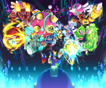 Rule 34 | 6+boys, acid, acid man, android, aoinudayo, arm cannon, arm up, armcannon, armor, arms up, asymmetrical eyes, belt, black armor, black bodysuit, black eyes, black headwear, black sclera, blast man, block (object), block man, blocks, blue armor, blue eyes, blue headwear, blush, bodysuit, bomb, bounce man, braid, breastplate, capcom, powering up, powering up, clenched hands, clipboard, closed mouth, colored sclera, commentary request, confetti, covered navel, crossed legs, crystal, crystal hair, drill, dust, dust cloud, elastic, electricity, everyone, evil smile, explosive, face mask, fire, fire, forehead jewel, frost, frown, full body, fuse, fuse man, gloves, green armor, green headwear, green liquid, grey armor, grey bodysuit, grey headwear, hands up, helmet, highres, holding, holding bomb, holding clipboard, holding weapon, ice, ice skates, impact man, in air, joints, kicking, light particles, liquid, long hair, looking down, male focus, mask, mega man (character), mega man (classic), mega man (series), mega man 11, midair, mouth mask, multicolored armor, multiple boys, no hands, no mouth, one eye closed, orange armor, outstretched arm, particles, pointing, pointing down, ponytail, purple armor, purple eyes, purple headwear, red armor, red belt, red eyes, red gloves, robot, robot ears, robot joints, rubber, sharp teeth, shoulder armor, simple background, skates, smile, smoke, sparkle, tagme, teeth, torch, torch man, transparent, tundra man, vambraces, very long hair, weapon, white gloves, wink, yellow armor, yellow eyes, yellow headwear