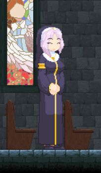 animated nun pink_hair pixel_art poring_(poccii890) stained_glass_window