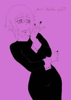Rule 34 | artist request, black nails, commentary, crona (soul eater), nail polish, pink background, soul eater, tagme