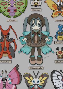 Rule 34 | 1girl, absurdres, beautifly, blue eyes, blue hair, brown dress, brown hat, brown pantyhose, bug, bug miku (project voltage), butterfly, butterfree, character name, chibi, chibi only, closed mouth, commentary, dress, dustox, framed insect, gen 1 pokemon, gen 3 pokemon, gen 4 pokemon, gen 5 pokemon, gen 6 pokemon, gen 7 pokemon, grey background, hair between eyes, hat, hatsune miku, highres, insect, karrablast, kricketot, kricketune, long hair, long sleeves, moth, mothim, necktie, nintendo, pantyhose, pokemon, pokemon (creature), project voltage, ribombee, shoes, sidelocks, signature, simple background, untranslatable commentary, very long hair, vivillon, vivillon (meadow), vocaloid, yukimura722