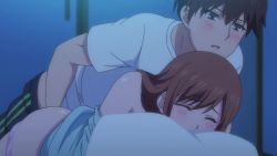 1boy 1girl absurdres animated anime_screenshot ass ayane_shirakawa bare_shoulders blush brother_and_sister hetero highres incest kotone_shirakawa long_hair looping_animation open_mouth overflow_(anime) panties panty_pull pillow resized sex siblings stealth_sex underwear upscaled video