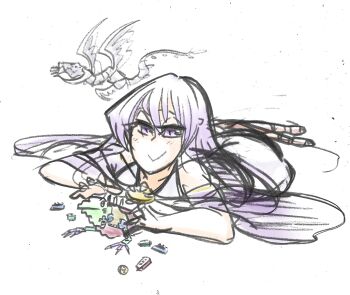 blush davewaterfalls dragon dress fire_emblem fire_emblem:_genealogy_of_the_holy_war grima_(fire_emblem) julia_(fire_emblem) lying nintendo on_stomach purple_eyes purple_hair simple_background