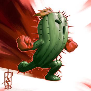 Rule 34 | boxing gloves, cactus, digimon, digimon (creature), gloves, haclif, highres, no humans, plant monster, red gloves, solo, togemon