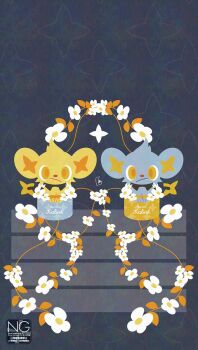 Rule 34 | alternate color, animal focus, blue fur, flower, gen 4 pokemon, looking at viewer, meme (sleepsheep), nintendo, no humans, pokemon, pokemon (creature), pokemon focus, shinx, shiny pokemon, tail, yellow eyes, yellow fur