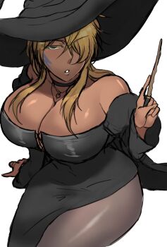 bare_shoulders bleach blonde_hair breasts choker collarbone colored_eyelashes espada facial_mark green_eyes halloween halloween_costume highres large_breasts long_hair nijiran_(av0xu) parted_lips simple_background sitting thighs tier_harribel white_background