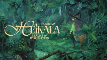 1girl artist_name black_hat black_pants blue_flower boots broom brown_boots brown_feathers bush coat earrings english_text feathers flower forest from_behind full_body grass green_coat green_theme hat hat_feather hat_ribbon heikala holding holding_broom jewelry leaf long_hair long_sleeves looking_at_viewer looking_back mushroom nature night original outdoors painting_(medium) pants plant purple_hair purple_ribbon rain ribbon river scenery solo standing tassel tassel_earrings traditional_media tree walking water watercolor_(medium) wide_shot witch witch_hat