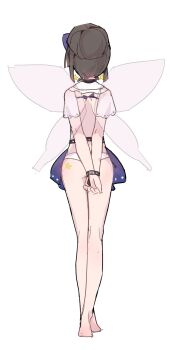 1girl absurdres arms_behind_back barefoot bdsm belt black_bow black_bowtie black_hair blue_dress bondage bound bow bowtie crossed_legs dress earrings exhibitionism gumingdi_ban hair_bow hair_bun hidden_bondage highres jewelry no_bra one-hour_drawing_challenge panties public_indecency short_hair single_hair_bun star_(symbol) star_earrings star_sapphire stealth stealth_bondage stealth_sex touhou underwear white_panties