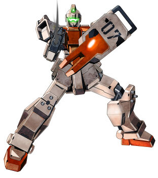 absurdres aiming aiming_at_viewer assault_visor bullet_hole commentary_request full_body green_assault_visor ground_gm gun gundam gundam_08th_ms_team highres holding holding_gun holding_weapon legs_apart mecha mecha_focus mobile_suit nagi_(user_dwyh2252) no_humans outstretched_arm robot science_fiction shield simple_background smoke smoking_barrel standing weapon white_background