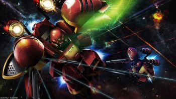 Rule 34 | absurdres, battle, beam cannon, beam rifle, beam shield, cable, company name, copyright notice, crossbone vanguard, energy beam, energy gun, explosion, firing, gundam, gundam battle operation 2, highres, holding, holding weapon, mecha, mecha focus, mobile suit, nebula, no humans, official art, painting (medium), promotional art, realistic, robot, scan, science fiction, space, star (sky), sunrise (company), tenjin hidetaka, thrusters, traditional media, victory gundam, weapon, zero gravity, zoloat