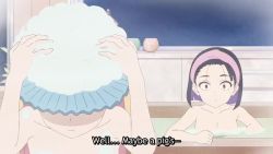 3girls angry animated anime_screenshot bandaid bandaid_on_cheek bandaid_on_face bandaid_on_hand bandaid_on_nose bath bathing bathroom bathtub blonde_hair blue_eyes blush breasts convenient_arm convenient_censoring covering_privates covering_breasts do_it_yourself!! hammer indoors juliet_queen_elizabeth_viii kurage-san long_hair medium_breasts medium_hair multiple_girls navel nude out-of-frame_censoring purple_hair red_eyes sitting smug soap_bubbles soap_censor sound standing subtitled suride_miku thumbs_up towel video yua_serufu