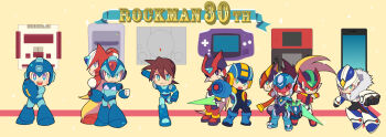 6+boys aile_(mega_man_zx) anniversary arm_cannon bad_id bad_pixiv_id energy_sword blonde_hair blue_eyes blue_helmet boots brown_hair buster capcom cellphone chibi copyright_name energy_sword famicom fur_collar game_boy_advance game_console geo_stelar_(mega_man) green_eyes grey_(mega_man) handheld_game_console helmet highres hoshikawa_subaru long_hair male_focus mega_man_(character) mega_man_(classic) mega_man_(series) mega_man_battle_network mega_man_battle_network_(series) mega_man_legends_(series) mega_man_star_force_(series) mega_man_volnutt mega_man_x_(series) mega_man_zero_(series) mega_man_zx mega_man_zx_advent megaman.exe model_a_(mega_man) model_zx_(mega_man) multiple_boys nes nintendo_ds open_mouth outstretched_arm over-1_(mega_man) phone playstation_1 red_helmet rockman_xover running smartphone smile super_famicom sword text_focus vent_(mega_man) video_game visor weapon x_(mega_man) zero(z)_(mega_man) zero_(mega_man)