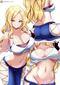 1girl ass blonde_hair breasts julia_dragoon kodaru_art large_breasts long_hair rave_(mashima) smile