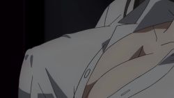 1boy 1girl animated bouncing_breasts breasts bursting_breasts covered_erect_nipples highres kojima_kana large_breasts nande_koko_ni_sensei_ga!? nipples no_bra popped_button sato_ichiro solo_focus teacher video wardrobe_malfunction