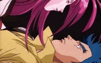 Rule 34 | 1990, 1990s (style), 1995, 1boy, 1girl, amano jyaku, animated, animated gif, blue hair, breasts, cowgirl position, demon, demon girl, face-to-face, hetero, hikimayu, jacket, japanese clothes, kimono, lipstick, long hair, lowres, makeup, nipples, on ground, paralysis, princess, red eyes, red hair, retro artstyle, smile, spiked hair, straddling, tagme, urotsukidouji, very long hair, yellow jacket, yoenki (urotsukidouji)