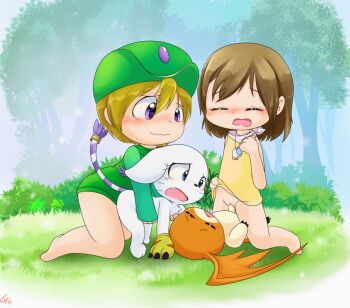 2boys 2girls blonde_hair brown_hair cat clyndemoon digimon digimon_(creature) digimon_adventure digiphilia furry furry_female furry_male furry_with_non-furry group_sex hetero interspecies loli multiple_boys multiple_girls orgy patamon penis pussy shota size_difference tailmon takaishi_takeru toei_company vaginal whistle wings yagami_hikari