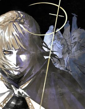 Rule 34 | 2girls, 5boys, armor, armor under clothes, black background, blonde hair, blunt bangs, bonley, braid, cloak, commentary request, crown braid, dryleaf dane, elden ring, elden ring: shadow of the erdtree, golden cross (elden ring), hat, helm, helmet, hornsent (elden ring), knight, looking at viewer, moore (elden ring), multiple boys, multiple girls, needle knight leda, obscured eyes, ornate armor, redmane freyja, robe, sir ansbach, thiollier (elden ring), white cloak, white hood, white mask, yellow eyes