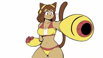 1girl aiming alternate_costume animal_ears animated ass ass_focus bikini breasts brown_hair cat_ears cat_girl cat_tail curvy furry furry_female gameoverse huge_ass huge_breasts kit_bodega large_breasts ncmentis official_alternate_costume pink_eyes short_hair swimsuit tail thick_thighs thighs thong thong_bikini video wide_hips