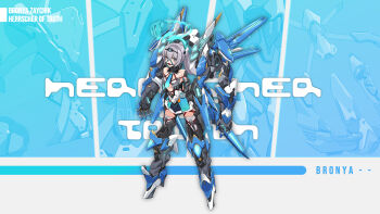 1girl armor arms_at_sides ball_gag bdsm bound bound_arms bound_legs bronya_zaychik bronya_zaychik_(herrscher_of_truth) character_name commentary_request gag gagged grey_eyes grey_hair halo headgear highres honkai_(series) honkai_impact_3rd long_hair looking_at_viewer machine necktie ponytail power_armor standing wiffle_gag yiduan_zhu zoom_layer