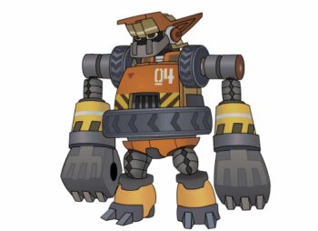 3d animated animated_gif food fruit janimator0 mighty_no._9 no_humans non-humanoid_robot orange_(fruit) robot seismic_(mighty_no._9) simple_background unused_tire white_background