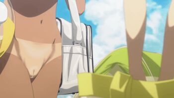 2girls animated animated_gif blue_eyes blue_hair brown_hair dark-skinned_female dark_skin make_heroine_ga_oo_sugiru! multiple_girls nipples non-web_source nude_filter third-party_edit yakishio_lemon yanami_anna